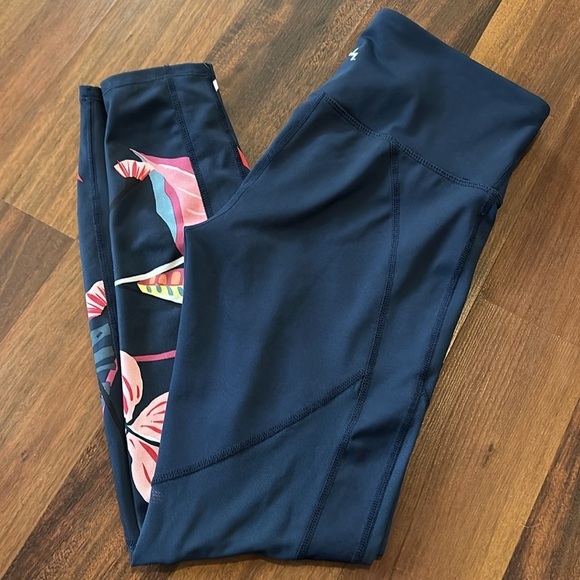 JoyLab Navy Hawaiian Floral Mesh Leggings Size Small - Picture 7 of 12